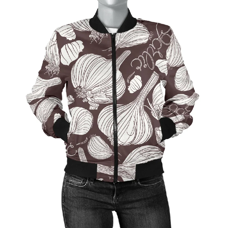 Garlic Bulb Dark Background Women'S Bomber Jacket