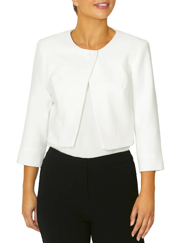 Ivory Crepe Single Button Jacket