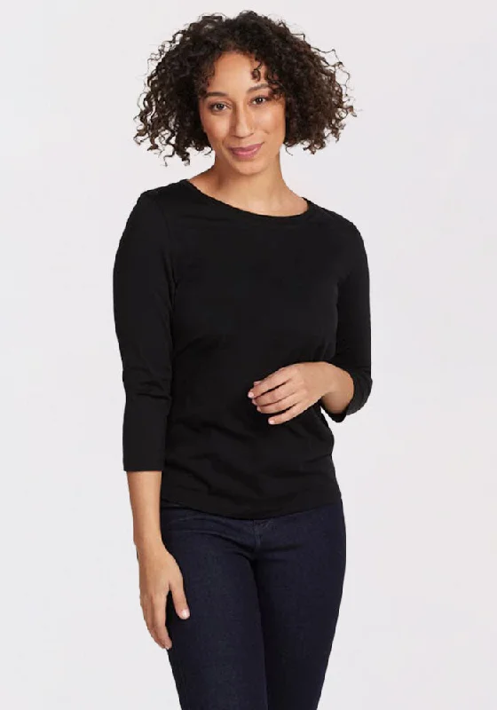 Jenny 3/4 Sleeve Crew Neck - Black