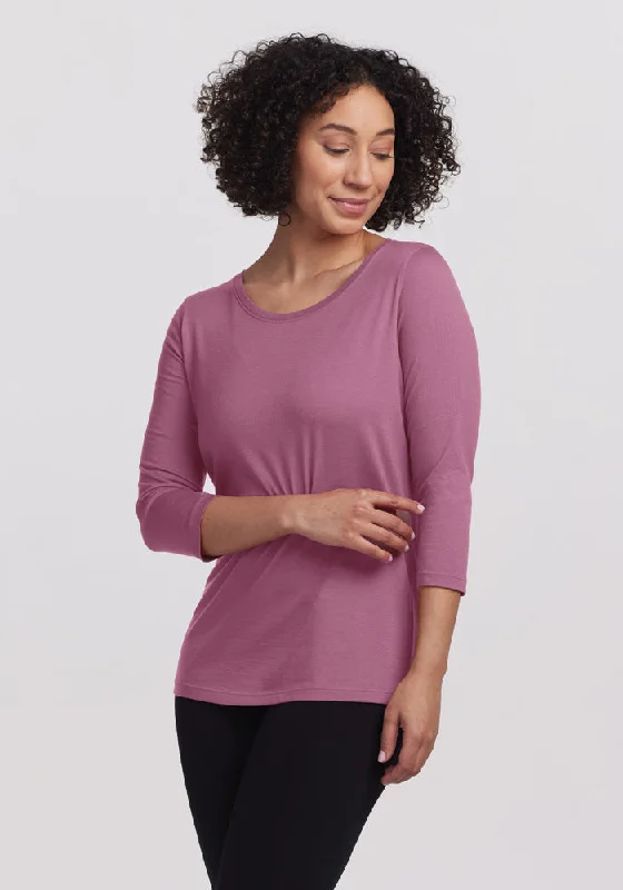 Jenny 3/4 Sleeve Crew Neck - Mesa Rose