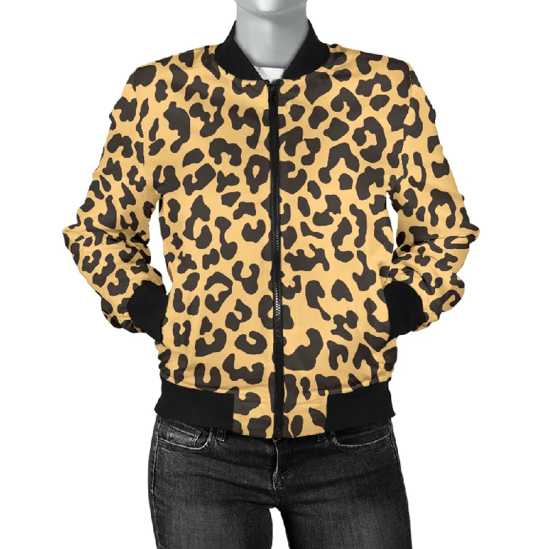 Leopard Skin Print Women'S Bomber Jacket