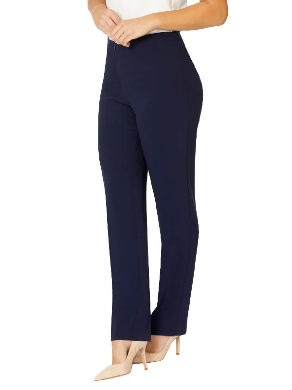 Navy Crepe Straight Leg Pant