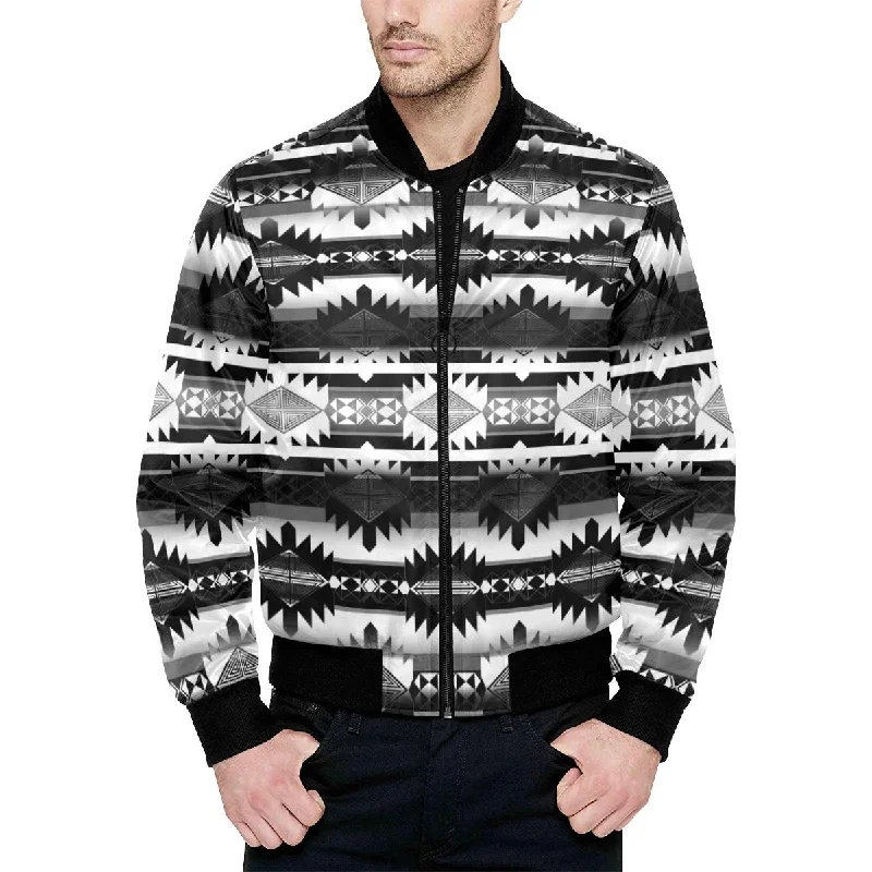 Okotoks Black and White Unisex Heavy Bomber Jacket with Quilted Lining