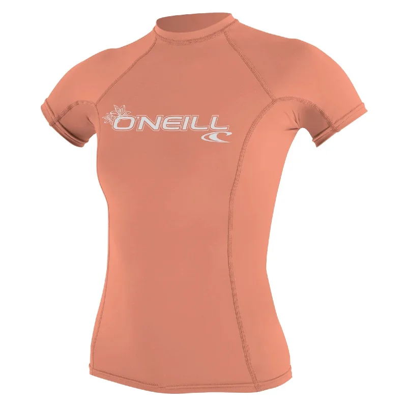 O'Neill Basic Skins Crew Women's S/S Rashguard - Grapefruit