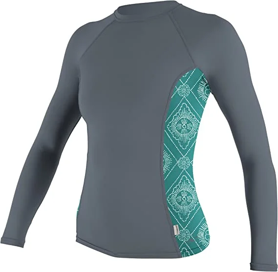 Oneill Women's Side Print L/S Rashguard UV 50+ - TRADEWND/LILIANTILE