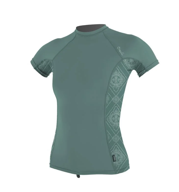 Oneill Women's Side Print S/S Rashguard UV 50+ - BRISTOL/LILIANTILE