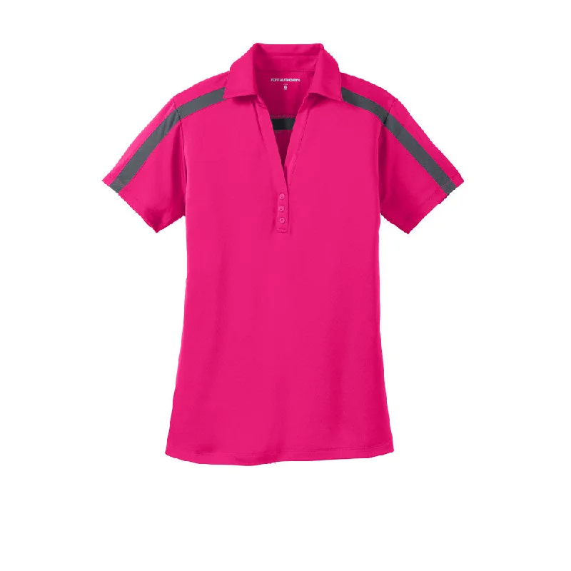 #Port Authority Ladies Silk Touch Performance Colorblock Stripe Polo