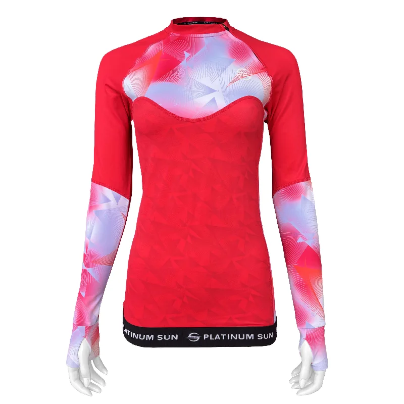 Long Sleeve Rash Guard for Women UPF 50+ | Active - Red