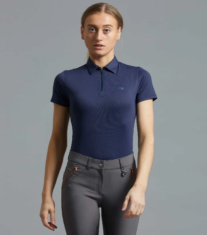 Scintillo Ladies Short Sleeve Riding Top Navy