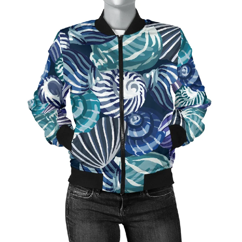 Shell Design Pattern Women'S Bomber Jacket