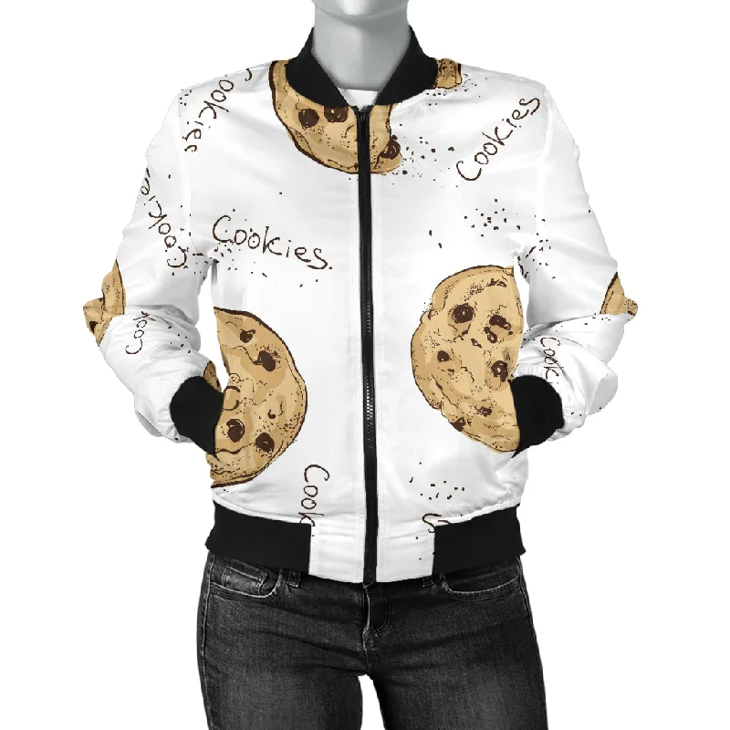 Sketch Style Cookie Pattern Women'S Bomber Jacket