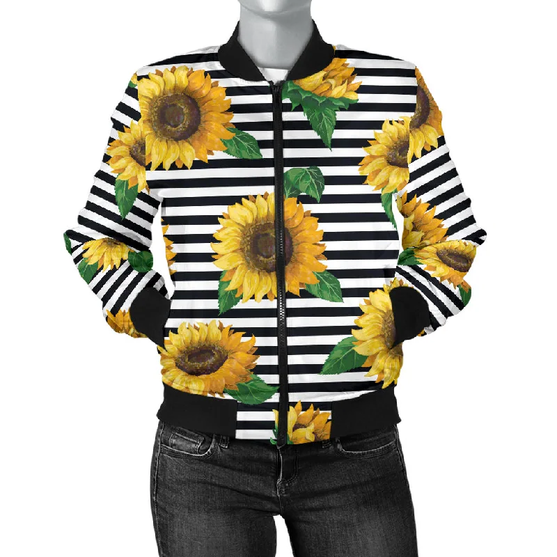 Sunflowers Ribbon Background Women'S Bomber Jacket