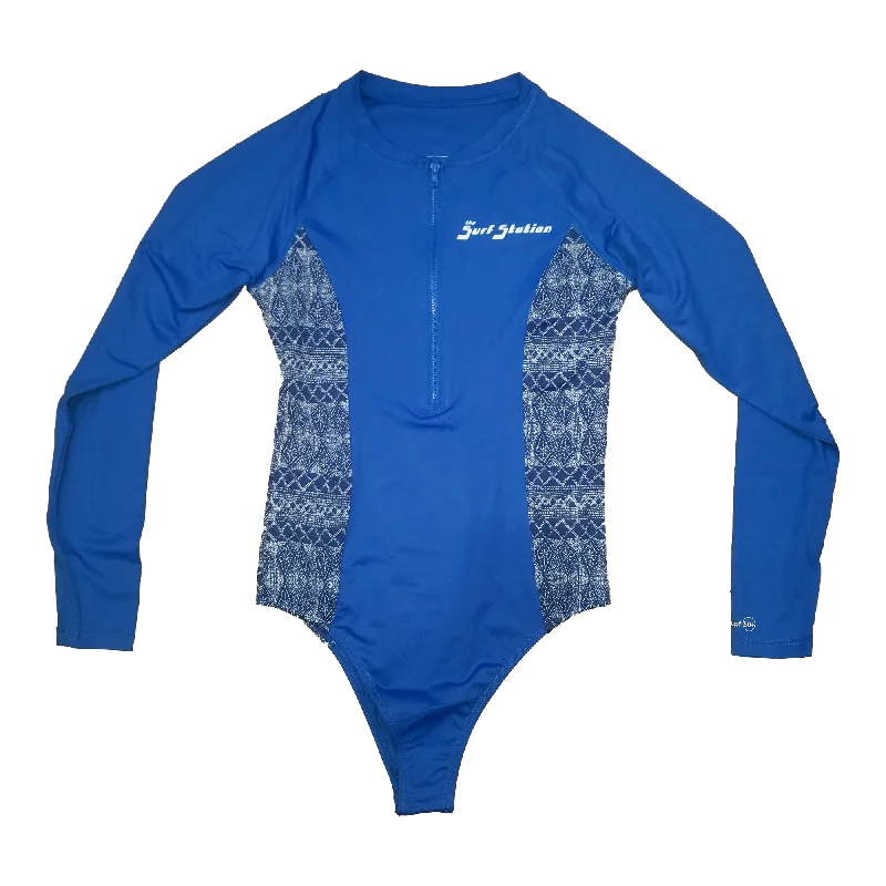 Surf Station Amalfi Women's One Piece L/S Rashguard - Blue