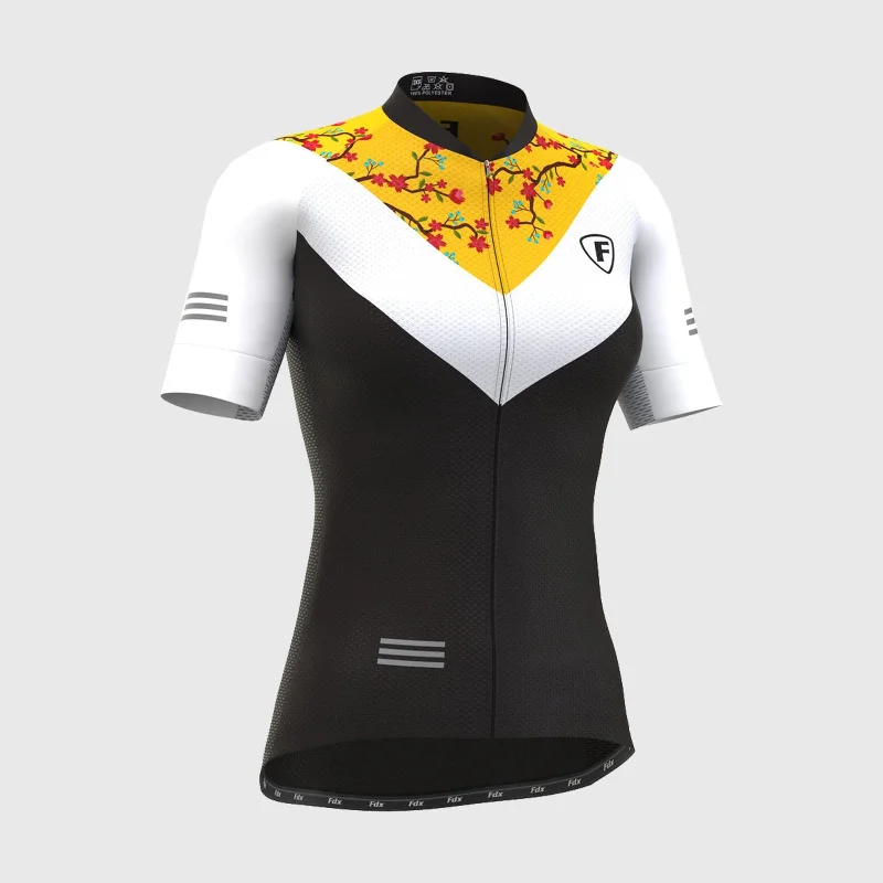 Fdx Velos Yellow Women's & Girl's Short Sleeve Summer Cycling Jersey