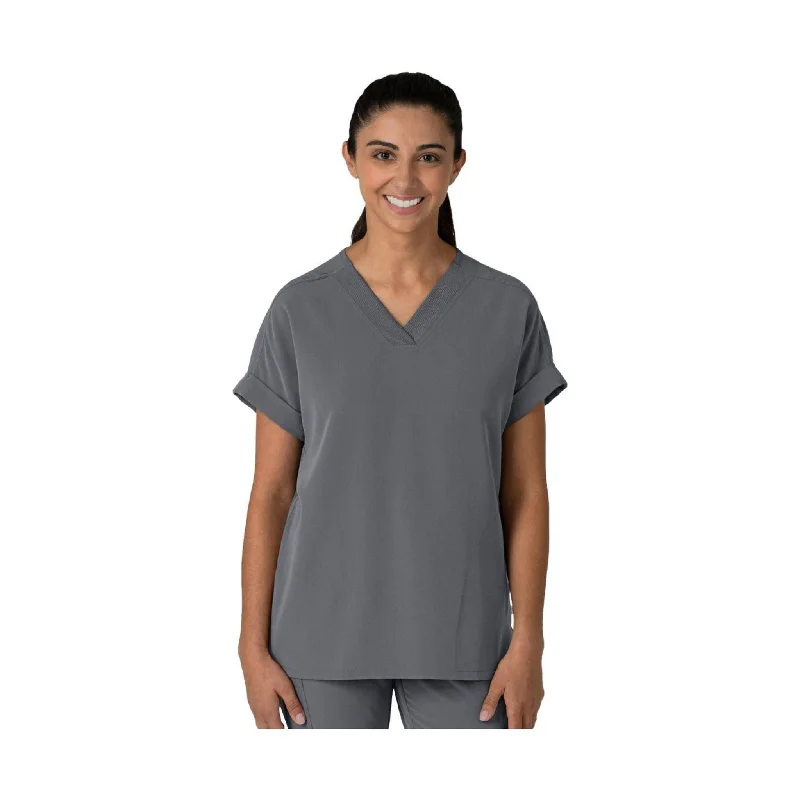 Wink Women's Drop Shoulder Boxy Scrub Top - Pewter