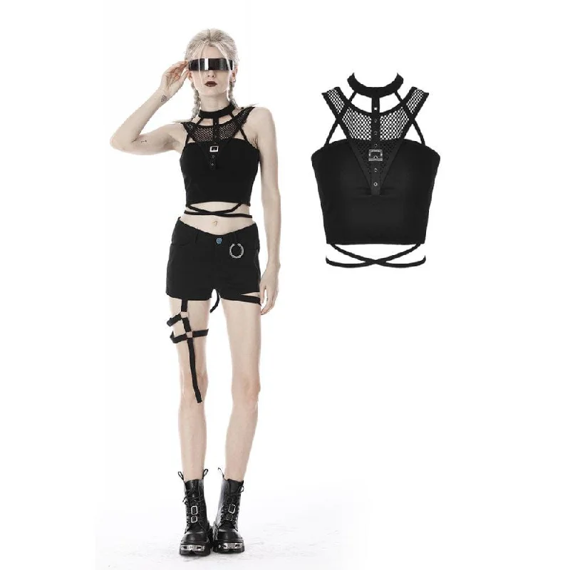 Women's Gothic Net Splicing Midriff-baring Tank Tops