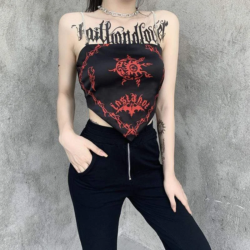 Women's Grunge Totem Printed Crop Tops