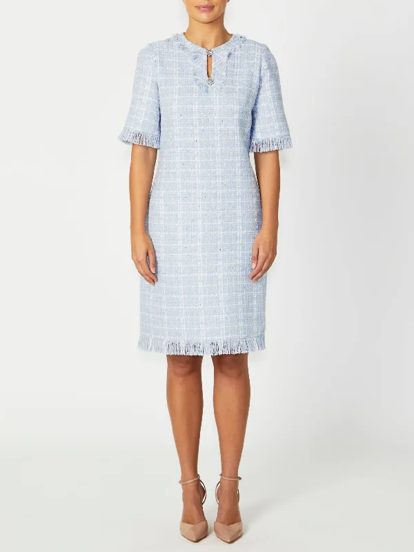 Lilly Light Blue Tweed Dress