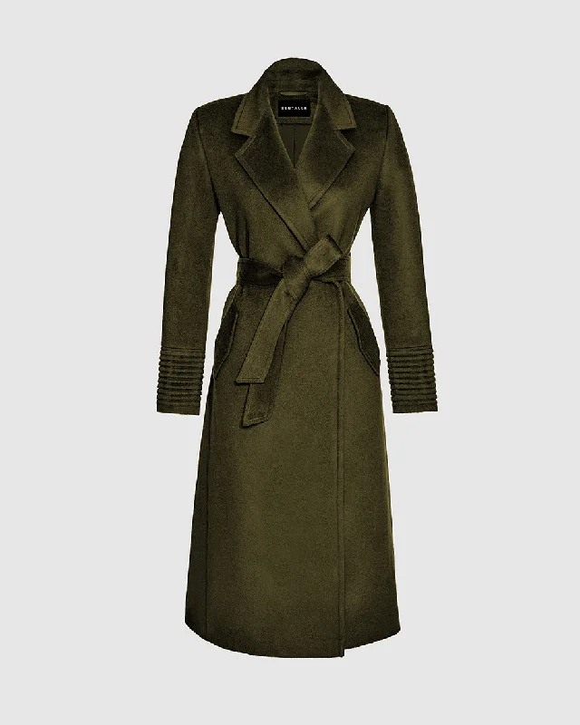 Baby Alpaca Long Notched Collar Wrap Coat