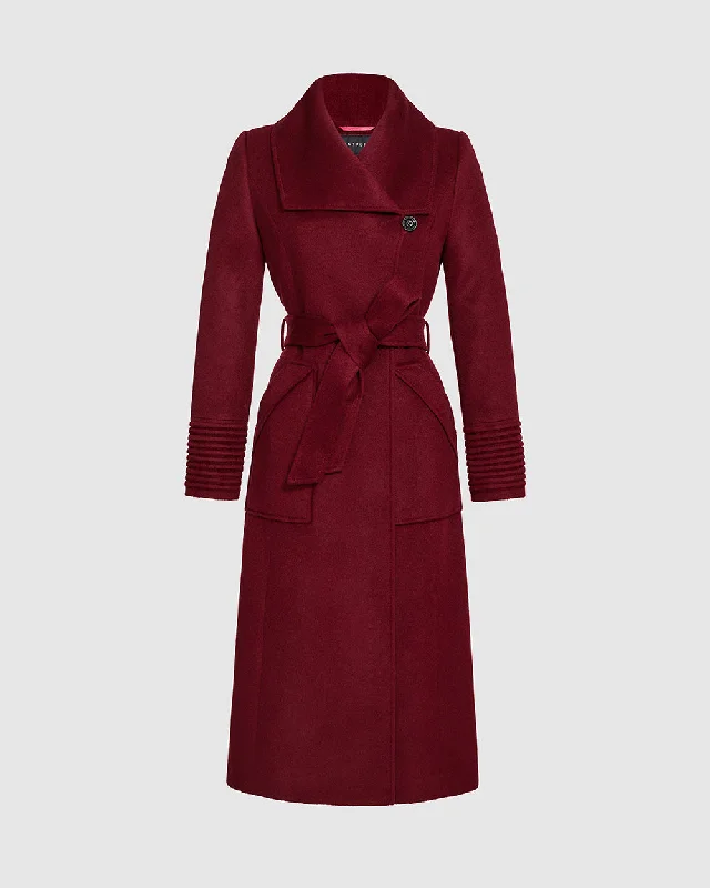 Baby Alpaca Long Wide Collar Wrap Coat