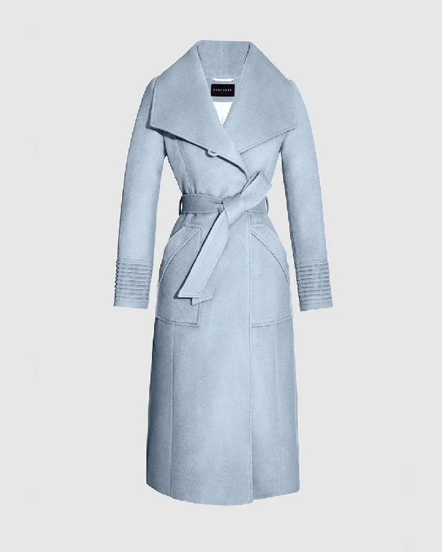 Baby Alpaca Long Wide Collar Wrap Coat