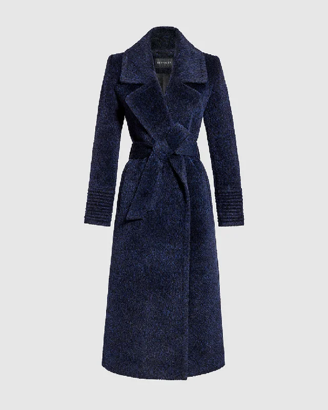 Bouclé Alpaca Long Notched Collar Wrap Coat