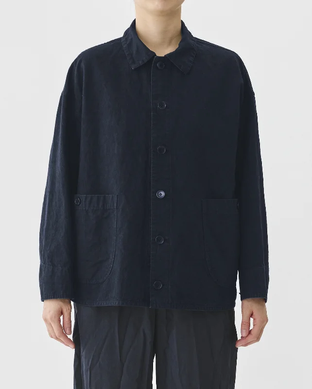 COTTON LINEN JACKET / NAVY