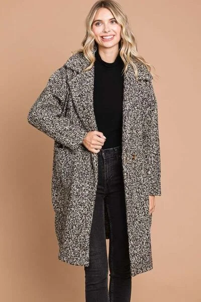 Lapel Collar Double Breast Teddy Coat