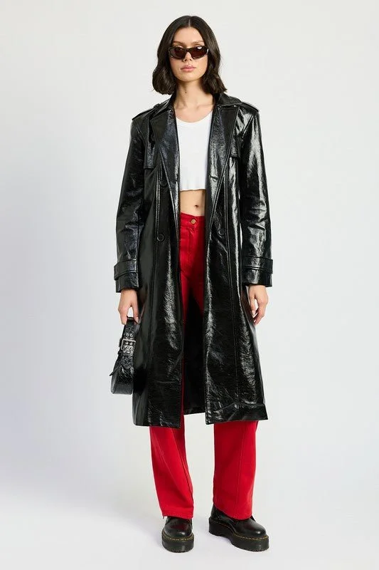 Vegan Leather Trench Coat