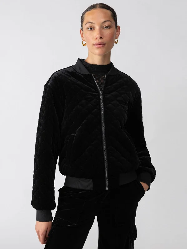 Mona Velvet Bomber Jacket Black