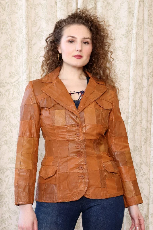 Pecan Patchwork Leather Jacket S/M