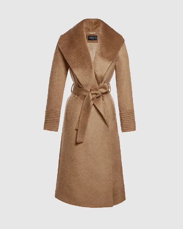 Suri Alpaca Long Shawl Collar Wrap Coat